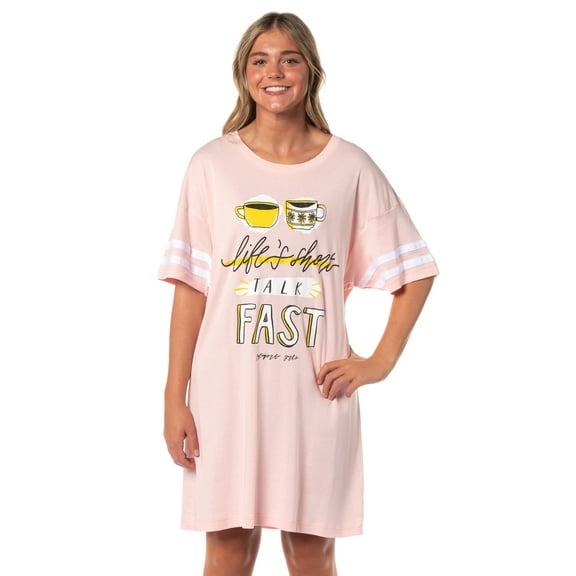 Gilmore Girls Women's Luke's Diner Life's Short Talk Fast Nightgown Pajama Shirt Dress For Adults
