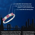 thumbnail image 2 of Gem Stone King 925 Silver and 10K Yellow Gold Pink Moissanite and Sky Blue Aquamarine Wedding-Bands Ring for Women | 1.19 Cttw | Round 4MM | Gemstone Birthstone | Size 6, 2 of 6