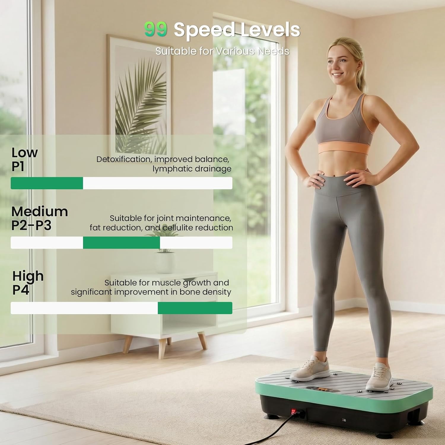 TISSCARE Vibration Plate Exercise Machine - 400Lbs Capacity Low-Impact Whole Body Workout Platform, Quiet Home Gym Equipment for Daily Fitness