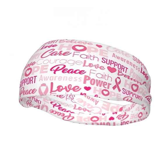 TELOLY 2026 New Breast Cancer Pink Ribbons Awareness (2) for Sweatbands Sports Headband for Men and Women,Fashion Sweat Bands Headbands for Running,Cycling,Football,Yoga,Fitness