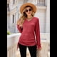 thumbnail image 4 of Camisetas para Mujer, Larga, Cuello en V, Básicas, Informales, Holgadas, Suaves, para Otoño. Rojo M, 4 of 10