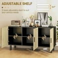 thumbnail image 6 of HOMCOM Sideboard Buffet Cabinet, Kitchen Cabinet & Coffee Bar Cabinet with 3 Rattan Doors and Adjustable Shelves, Black and Natural, 6 of 10