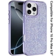 thumbnail image 3 of For iPhone 16 Pro Max 6.9 Crystal Glass Diamond with Metallic Buttons and Edges Hybrid Case - Dark Purple, 3 of 3