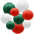 thumbnail image 1 of Juego de faroles de papel ADLKGG, 9 unidades, redondos, rojos, blancos y verdes, 25 cm a 23 cm, 1 of 7