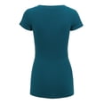 thumbnail image 3 of Made by Johnny Women's Basic Fitted Short Sleeve V-Neck T Shirt L TEAL, 3 of 6
