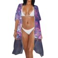 thumbnail image 3 of HELLHERO High Quality Fabrics Bathing Suit Cover Up for Hawaii Vacation Loose Free Size Long Kimono Swimsuit Cover Up Cosmic Mandala Bloom, 3 of 6