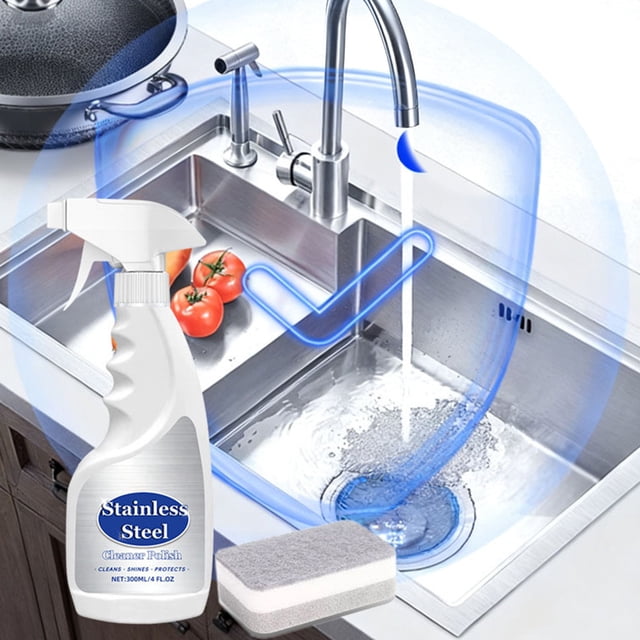Limpiador de cocina 300ml | Quitamanchas quemadas, pulidor de acero inoxidable – eliminador de grasa para ollas, sartenes, cocinas, fregaderos | Esponja incluida | Eficiente, Blanco | Almacenamiento