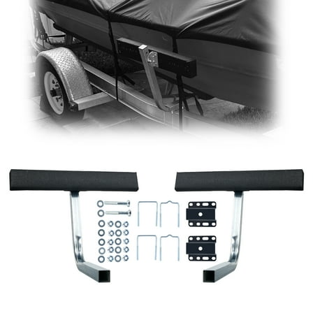 1 Pair of Boat Trailer Guide T Shaped, Trailer Guide Ons Galvanized Steel for Ski Boat, Fishing Boat, Sailboat Trailer, Silver