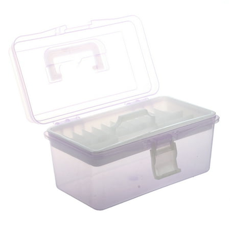 

Plastic Handle 2 Layer Hardware Tools Storage Box Clear Purple