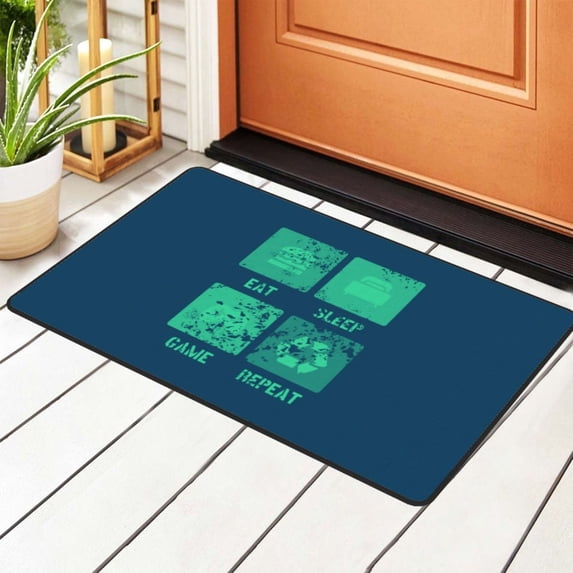 Game Lovers Eat Sleep Game Repeat Rugs Doormat, Non-Slip Machine Washable Carpets Floor Door Mat , 36" x 24"
