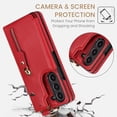 thumbnail image 3 of Allytech Flip Wallet Case for Samsung Galaxy Z Fold6, Luxury PU Leather Ring Kickstand Ring Finger Cover with Zipper Pocket Card Slots, Slim Shockproof Drop Protection Case for Galaxy Z Fold6, Red, 3 of 8