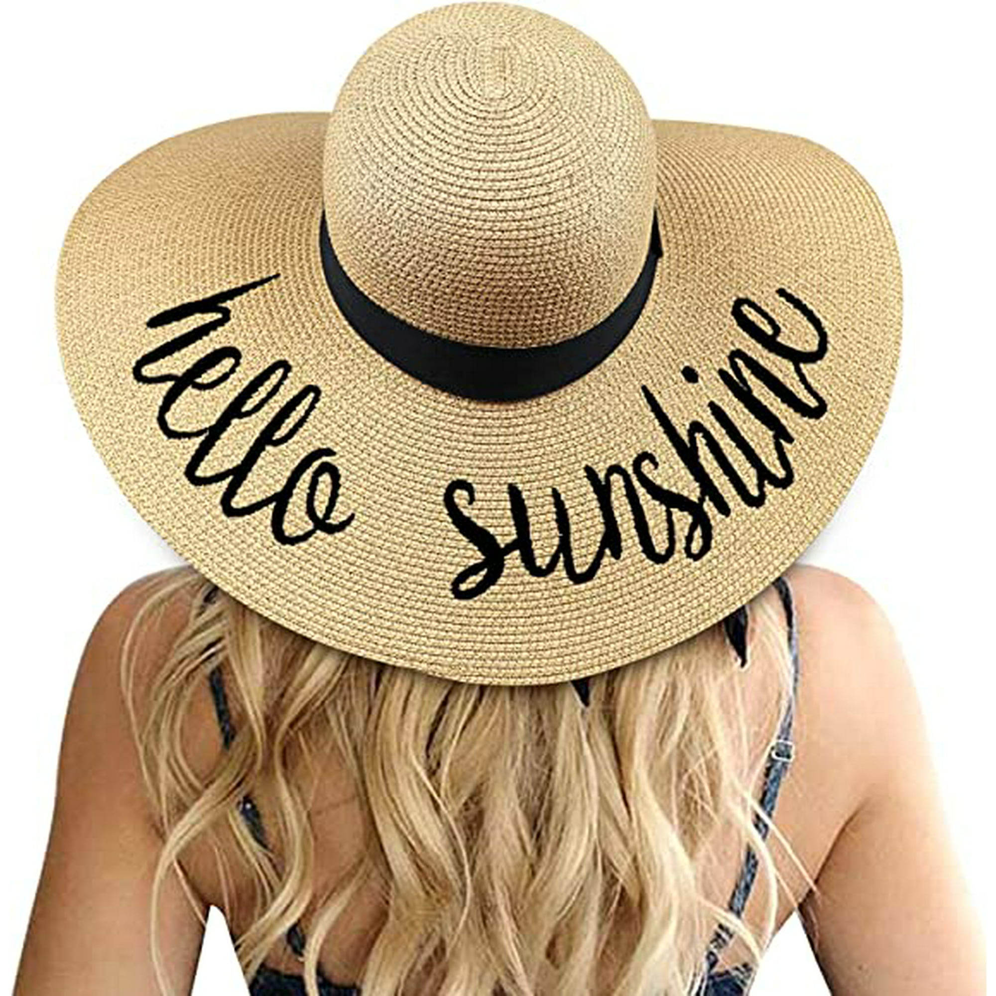 Xizioo Ladies Floppy Hat Straw Hat Wide Brim Sun Hat Breathable Foldable  Roll Up Beach Hat Sun Hat UPF 50+