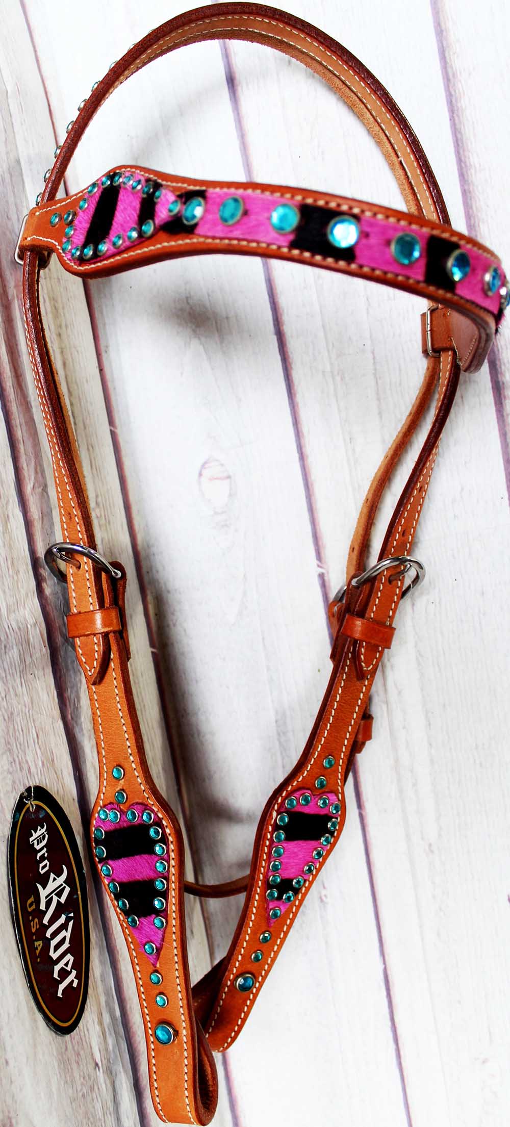 Horse Tack Bridle Western Leather Headstall Turquoise 8031HB