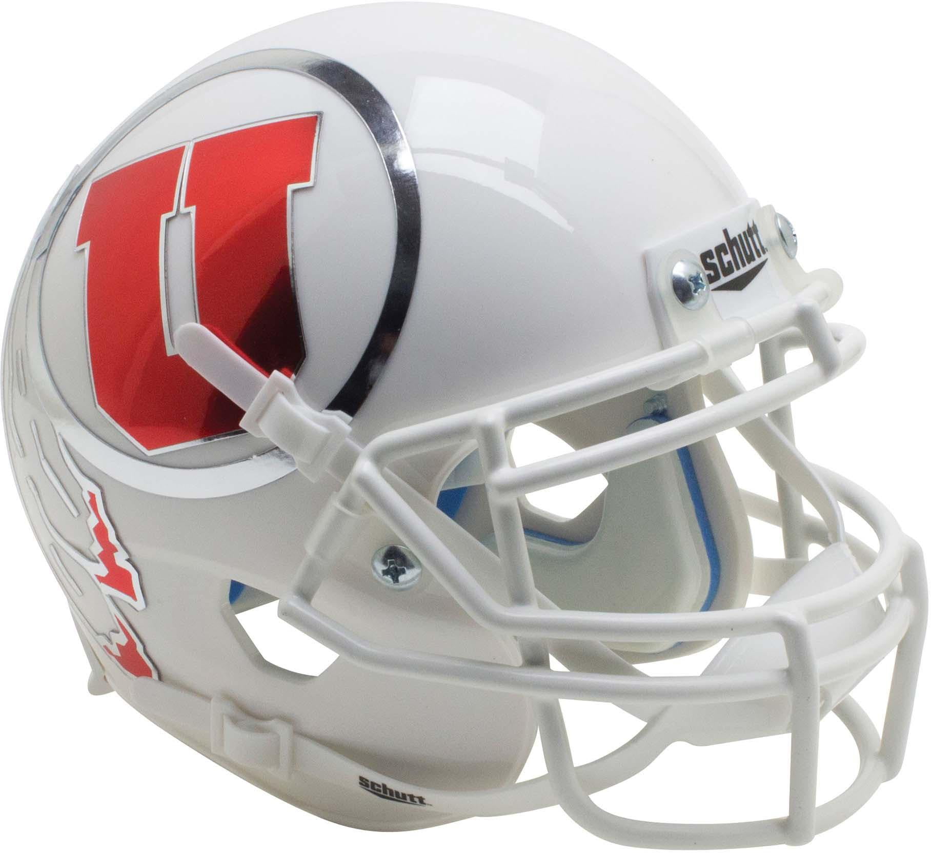Utah Utes Schutt White Large Chrome Decal Mini Football Helmet