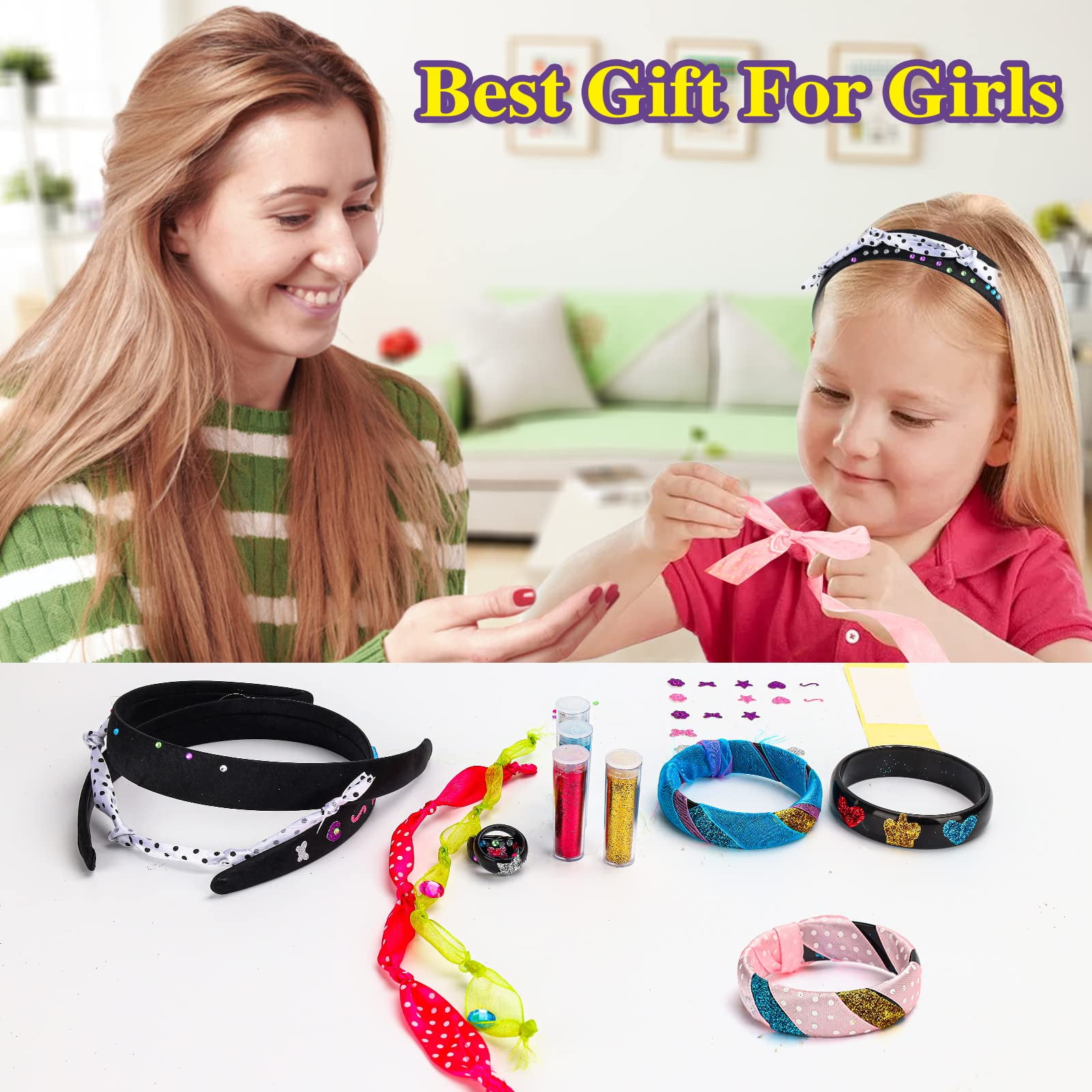 Heroange Headband Making Kit for Girls, Arts and Crafts for Kids Ages 5-7,  DIY Hair Accessories Set for Girls Toys 8-12, Made Your Own 10 Fashion