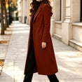 thumbnail image 6 of LEKWK Long Winter Coats for Women Button Down Notched Lapel Overcoat formal Dressy Business Casual Trench Jacket Warm Outwear Orange L, 6 of 9