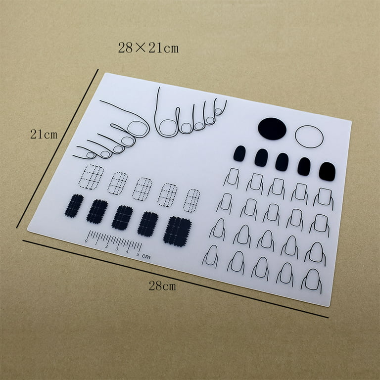 PINXOR Nail Art Stamping Mat Silicone Workspace Stamping Plate Nail Polish Coloring Practice Pad Nail Sticker Guide Printing Transfer Table Cover Tools