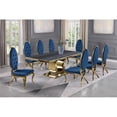 thumbnail image 2 of Gray Marble Dining Set with Gold Stainless Steel and Navy Blue Velvet Chairs, 2 of 3