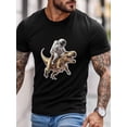 thumbnail image 2 of Camiseta de manga corta para hombre, estilo casual, con cuello redondo y diseño de dinosaurio espacial, 2 of 8