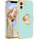 thumbnail image 1 of iPhone 12 Case, iPhone 12 Phone Case with Stand, [360 Rotatable Ring Holder Magnetic Kickstand], Teal/Gold, 1 of 4