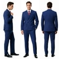 thumbnail image 2 of Beauty-Emily Men's Classic Double-Breasted Suit Set – Slim Fit 2-Piece Blazer & Pants, Formal Business Suit for Office, Wedding & Events, 2 of 11