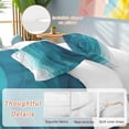 thumbnail image 3 of Teal Turquoise Waves Bedding 3 Piece Duvet Cover Set Full Size, Ombre Coastal Ocean Water Abstract Soft Microfiber Comforter Cover with Zipper Closure & Pillowcases, FadeResistant Quilt Cover, 3 of 9