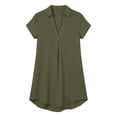 thumbnail image 4 of ClodeEU Women's Collared Short Sleeve V Neck Mini Shirt Dress,Casual Loose Flowy Summer Sundress Army Green,Women's Plus L, 4 of 7