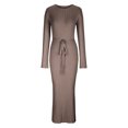 thumbnail image 4 of Qetyuw Long Sweater Dress for Women Ribbed Knit Long Sleeve Crew Neck Dresses Casual Comfy Slim Fit Fall Dress, 4 of 7