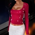 thumbnail image 2 of EDFBUYKRS Womens Long Sleeve Shirts Dressy Casual Floral Blouses Loose Tunic Tops for Fall Winter Spring S, 2 of 6