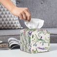 thumbnail image 5 of Uemuo Wisteria Flower Tissue Box Cover Holder, Square with Bottom Belt - PVC Leather Decorative Organizer for Tabletop, Bathroom, Car, Office, 5 of 8
