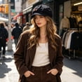 thumbnail image 2 of Umfun Women's Winter Newsboy Hat Corduroy Cabbie Cap with Decorative Patch Faux Leather Snap Elastic Back Warm Fall Cold Weather Vintage Casual Hats for Daily Commute Outdoor Travel, 2 of 8