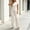Beige, variant on PRINxy Women Basic Summer Matching Outfit Solid Crew Neck Short Sleeve Tee Elastic Straight Trousers Soft Comfortable Daily Home Leisure Two Piece Set Gray L