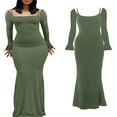 thumbnail image 4 of Robe Longue Élégante pour Femmes Couleur Unie Col Rond Bretelles Spaghetti Manches Longues Robe Printemps Automne Dos Nu Robe de Soirée, 4 of 5