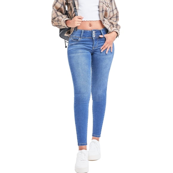 YMI Wannabettabutt - Jeans Ajustados de Fibra reciclada de 3 Botones para Mujer, M08, 33
