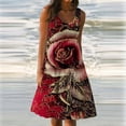 thumbnail image 2 of Vestido HUOGUO, estampado de moda para mujer, vacaciones y verano, sin mangas, 2 of 5