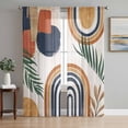 thumbnail image 2 of Sheer Curtains 84 inches Long 2 Panels Set Abstract Boho Light Filtering Sheer Drapes Rod Pocket Window Curtains for Living Room/Bedroom, Mid Century Geometric Palm Leaf Sun Moon Brown, 2 of 8