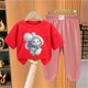 thumbnail image 2 of Odeerbi 2-12 Años Niño Niña Conjunto de Verano Camiseta de Manga Corta de Algodón Ice Silk Pantalón de Chándal Conjunto de Dos Piezas de Ropa Interior Estampada, 2 of 4