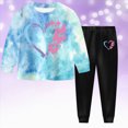 thumbnail image 2 of KPOPLK 2Pcs Set Infant Baby Girl Fall Clothes Girl Long Sleeve Crewneck Sweatshirt+Joggers Pants Winter Outfit Set Size 7-8 Years, 2 of 9