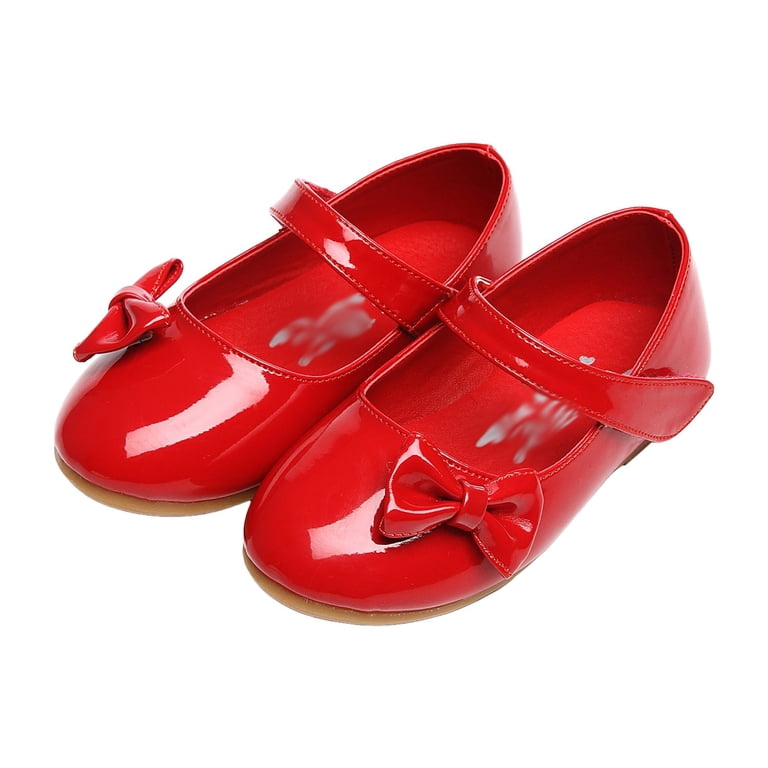 Ccpelsie Toddler Dress Shoes Flower Girl Shoes for Weeding Cute Toddler  Mary Jane Shoes Flore Ballet Flat for Walking(Red,8.5)