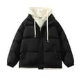 thumbnail image 1 of Funicet Man Solid Color Fake Two Hooded Drawstring Pockets Large Size Coat Cotton-Padded Clothes, 1 of 2
