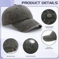 thumbnail image 2 of Bocaoying 3 Pcs Washed Cotton Baseball Caps for Men Women, Breathable Retro Adjustable Dad Hats with Crown, Curved Brim Ball Caps for Running, Outdoor, Daily Casual Wear, Dark Grey/Khaki/Navy Blue, 2 of 6