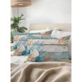 thumbnail image 6 of Outdoor Pillows Waterproof Set of 2, Teal Brown Beach Coastal Patio Throw Pillows for Couch Bed Sofa with Insert, Summer Nautical Coral Shell Botanical Vintage Decorative Travel Pillow Set 12x20 Inch, 6 of 8