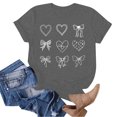 thumbnail image 5 of TTUHYWXI Valentines Shirt for Women Romantic Love Heart Bow T-Shirts Valentine Day Lover Tee Tops Comfy Short Sleeve Shirts (Dark Gray, S), 5 of 6