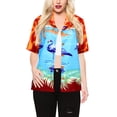thumbnail image 3 of HAPPY BAY Hawaiian Shirts Womens Casual Summer Button Down Beach Party Blouse Shirt Tropical Blouses Short Sleeve Vacation Dress Tee Shirts Dresses for Women S Blue Flamingo, Orange, 3 of 5