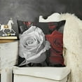 thumbnail image 2 of SHANXI Square Throw Pillow Covers Grey Rose and Red Rose Pillow Cases Decorative for Home Bedroom Sofa Wild Flowers with Leaves Romantic Floral Design Pillowcases Standard Size  20x20in, 2 of 5