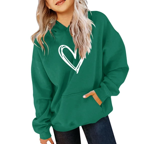 Ruyang Girls Oversized Heart Hoodies Fall Winter Trendy Pullover Hoodie Pocket Personalized Graphic Hooded Sweatshirts