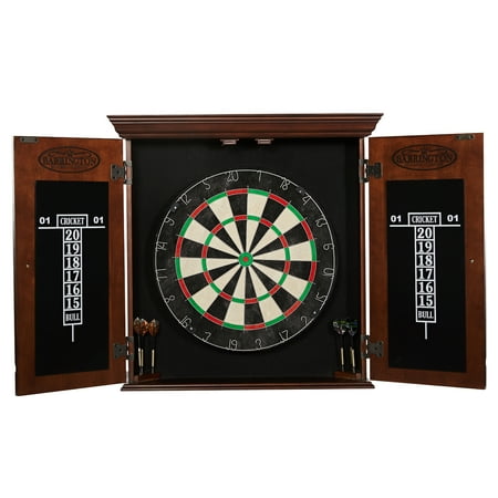 Barrington - Billiards Chatham Wood Dartboard Cabinet With 18” Bristle Dartboard and Steel Tip Dart Set - Brown