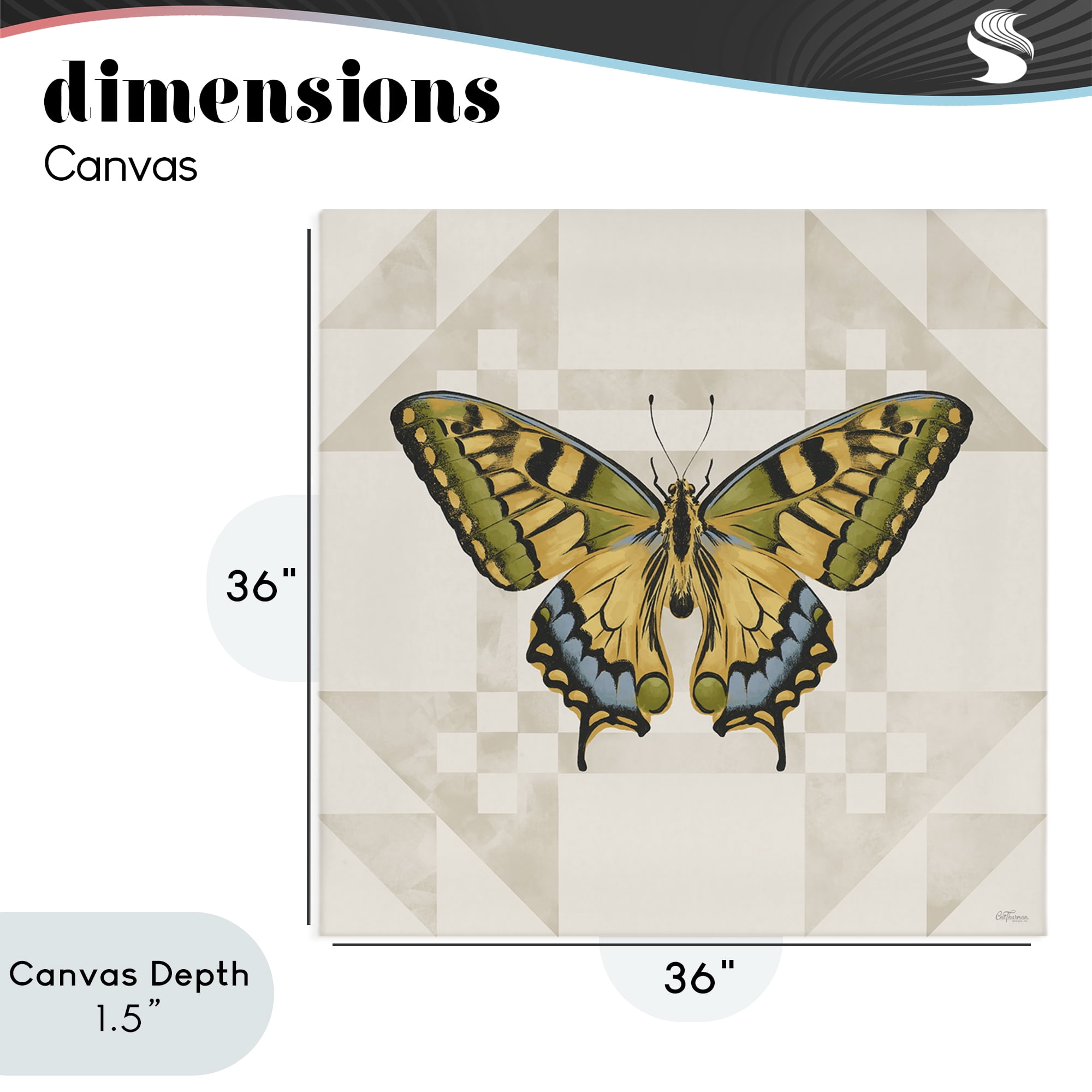 Stupell Industries Green Swallowtail Butterfly Canvas Wall Art, design by Cat Thurman Designs