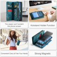 thumbnail image 5 of Phone Case for Samsung Galaxy A54 5G Zipper Wallet Detachable Cover with Tempered Glass Screen Protector and Leather Flip Card Holder TPU Cell Accessories A 54 54A SM A546U 2023 Women Men Blue, 5 of 14