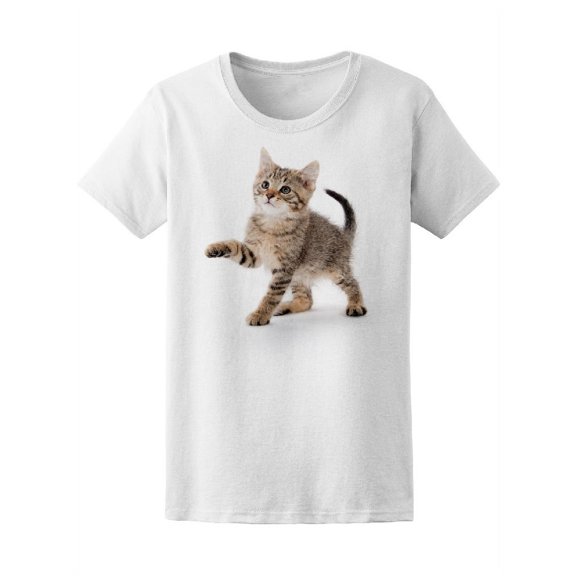 Cut Baby Kitten Swinging Paws T-Shirt Women -Image by Shutterstock, Female Large